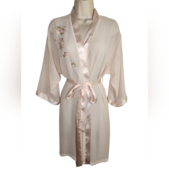 california dynasty Other - Vintage California Dynasty Beaded Chiffon Robe | Embroidered Floral Lingerie